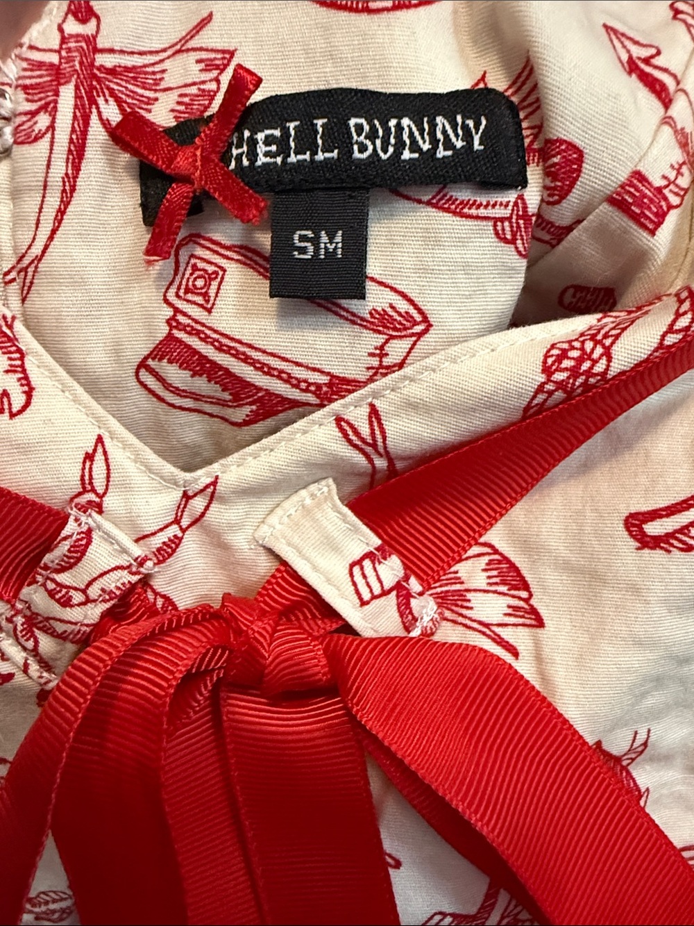 Hell Bunny Cream and Red Nautical Print Sleeveless Dress - Picture 2 of 2